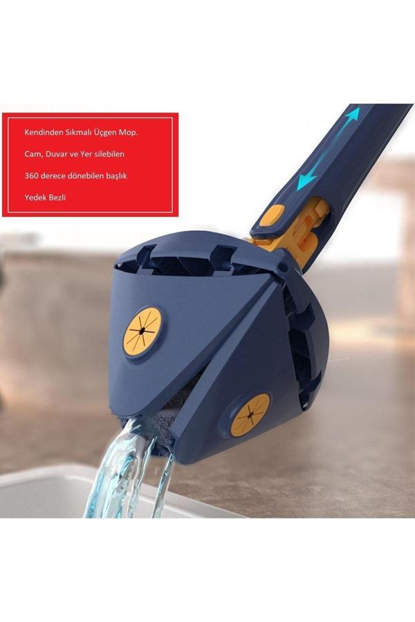 Geldimicom Kendinden Sıkmalı Üçgen Mop Cam Duvar Yer Silebilen Yedek Mikrofiber Bezli Paspas - Image 1