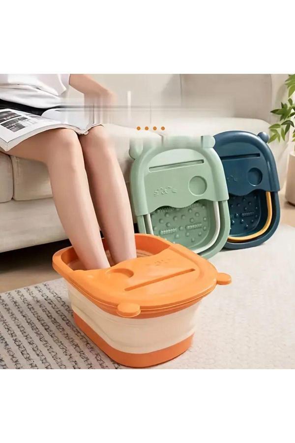 Geldimicom Masajlı Katlanır Ayak Bakım Leğeni Katlanır Pedikür Leğeni Ayak Yıkama Leğeni Katlanır Kova - Image 1