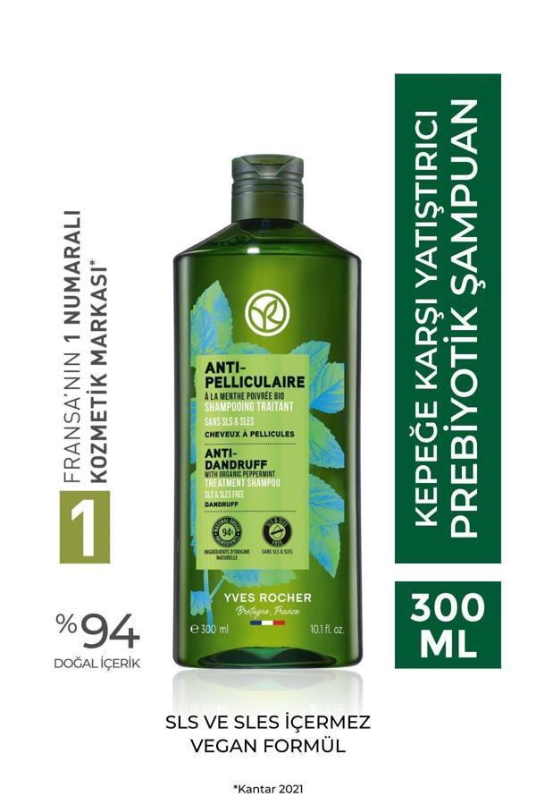 Yves Rocher Kepeğe Karşı (Anti Pelliculaire) Yatıştırıcı Prebiyotik Şampuan -  Tuzsuz & Vegan-300 Ml - Image 1
