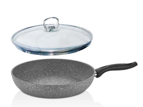 Falez Granit Tava 24 CM Cam Kapaklı - Image 1