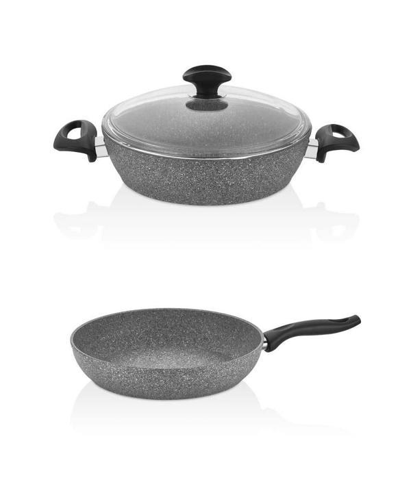 Falez 26 CM Granit Karnıyarık Tencere ve Tava Seti - Image 1
