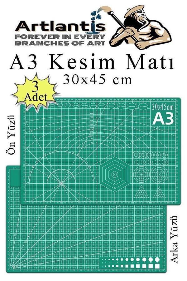 Kesim Matı A3 30x45 cm Çift Taraflı 3 Adet Çizim Matı Kesme Madı Kesim Tablası Kesim Altlığı - Image 1