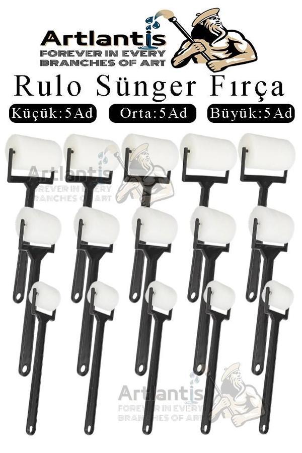 Sünger Rulo Fırça 15 li 1 Paket Siyah Plastik Saplı Boyama Süngeri Sanatsal Sünger Boya Fırçası Parmak Guaj Akrilik Boya - Image 1