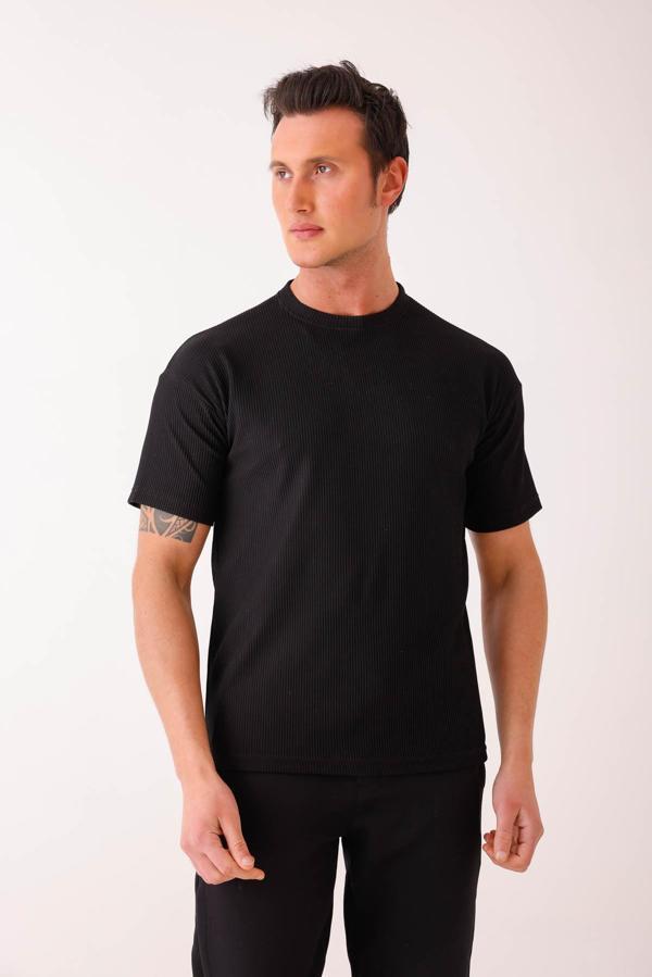 SOLIS Slim Fit Basic Tişört - Siyah - Image 1
