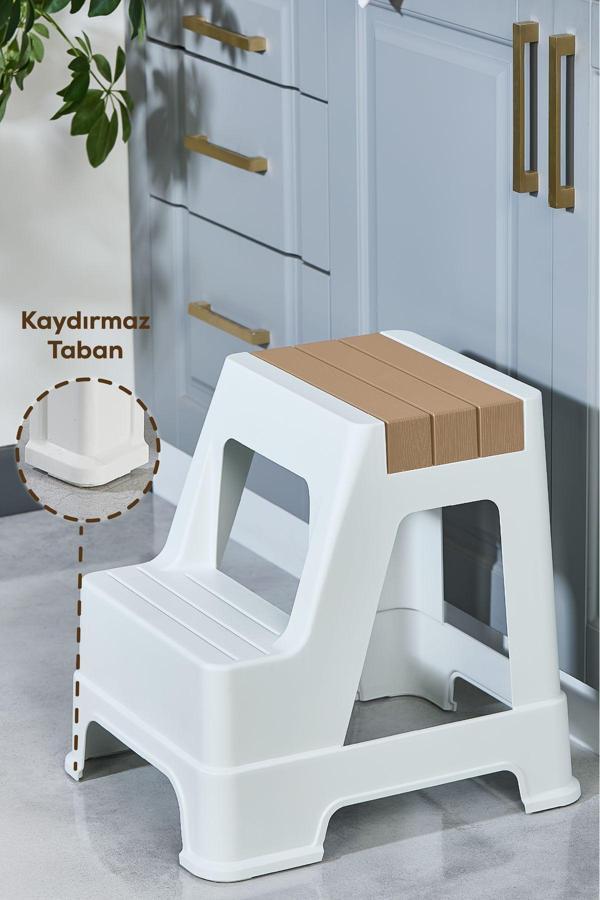 Vienev Plastik Basamaklı Tabure Kahverengi - Image 1