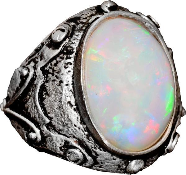 Gerçek Avustralya Opal Taşlı Yüzük, 11.15 Karat, Bizans Yüzüğü, 925 Ayar Gümüş Yüzük - Image 1