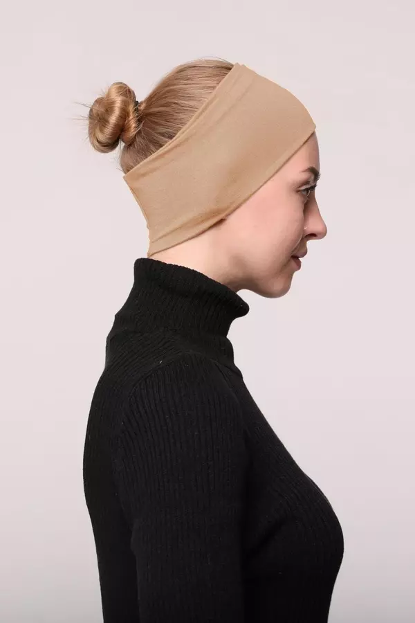 Kadın Penye Dikişsiz Tesettür Bandana Bone Spor Saç Bandı - Image 1