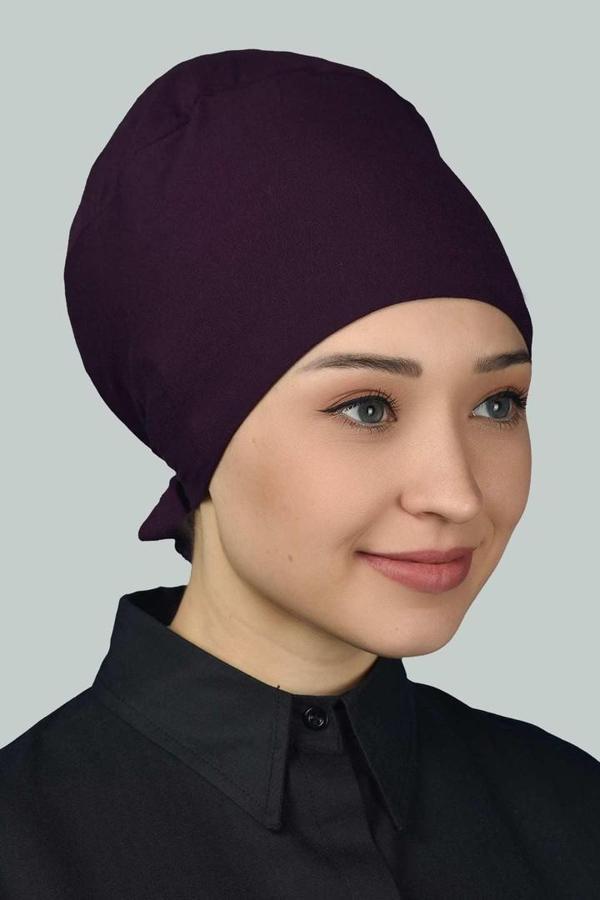 Dikişsiz Bağcıklı Kaymayan Tesettür Penye Bone - Image 1