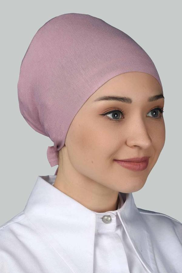 Dikişsiz Bağcıklı Kaymayan Tesettür Penye Bone - Image 1