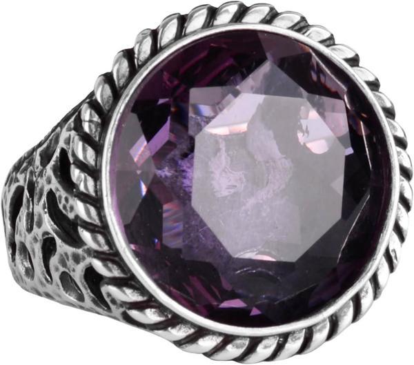 925 Ayar Gümüş Erkek Yüzük - El Yapımı Amethyst Yapay Taş Yüzük - Modern Tasarım - Image 1
