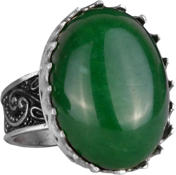 Gerçek Doğal Taş Yüzük - 925 Ayar Gümüş Büyük Yüzük - El Yapımı Yüzük (Jade) - Image 1