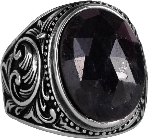 Şık Mavi Safir Taşlı Yüzük - 925 Ayar Katı Gümüş Erkek Yüzüğü - Sadakat ve Bilgelik Tasarımı - Image 1