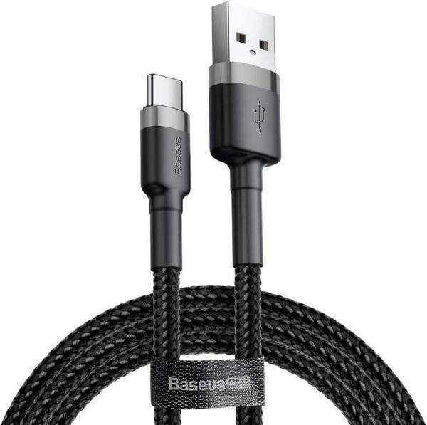 Baseus Cafule Şarj & Data Aktarım Kablosu ( 0.5m, 3 A, USB Kablo, USB A & USB-C, CATKLF-A1 ) - Image 1