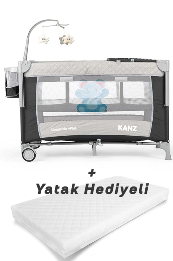 Kanz Sleepside +Plus Anne Yanı Park Yatak Siyah - Yatak Hediyeli - Image 1
