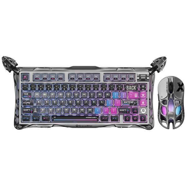 GravaStar Mercury K1 Pro+X Kablosuz RGB Işıklı Mekanik Q Gaming Klavye ve Optik Mouse Seti, Special  - Image 1