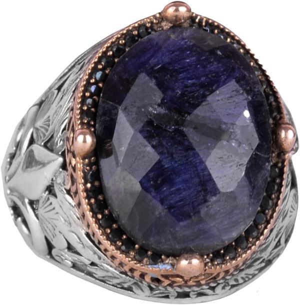 925 Ayar Gümüş Yüzükler Premium Yapay Taşlarla (Sapphire Yapay Taş Yüzüğü) - Image 1