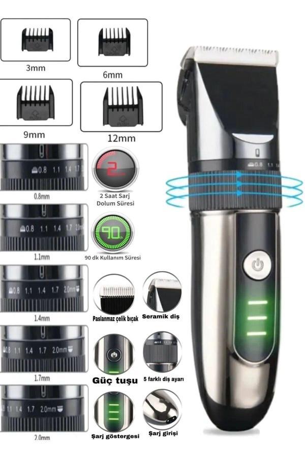 Caddeoutlet Erkekler Için Sakal Kırpma Profesyonel Saç Makası Usb Şarj Edilebilir Makine Saç Kesme Rdl-2075 - Image 1