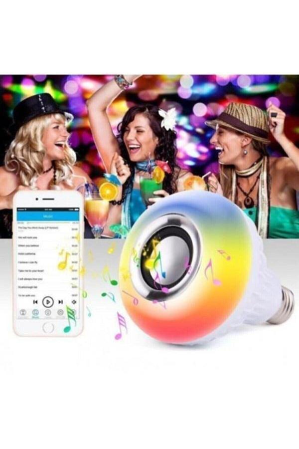 Jetcom Gece Lambası Bluetooth Hoparlör Ledli Lamba Kumandalı Mp3 Çalar Ampul Renkli Ampul - Image 1