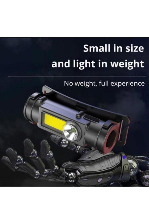 Caddeoutlet Taşınabilir Mini Far Xpe + Cob Led Far Usb Şarj Edilebilir Kafa Lambası Kullanımı 18650 Pil Kamp - Image 1