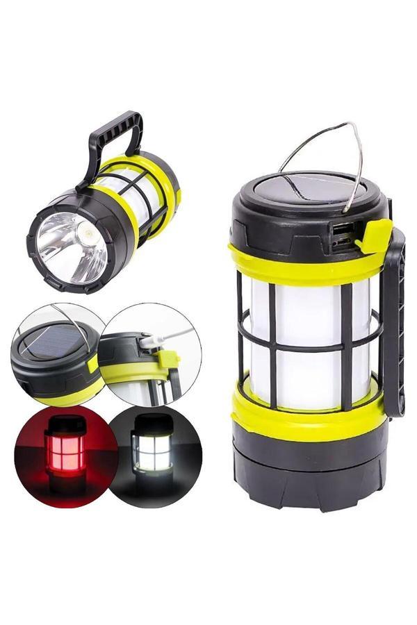 Hurry Bolt F-910 Solar Kamp Lambası Acil Durum Işığı Şarjlı Beyaz Kırmızı - Image 1