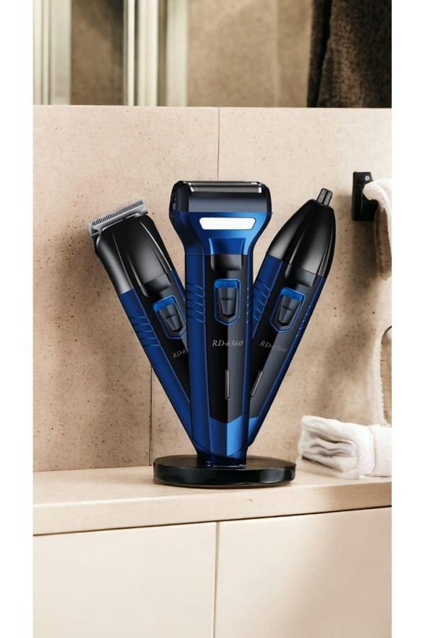 Shavingtech Yazılı Blue Turbo 3'Lü Set Saç Sakal Kesme Traş Makinesi Burun Kılı Alma 3 İn1 Pro Model Erkek Bakım - Image 1