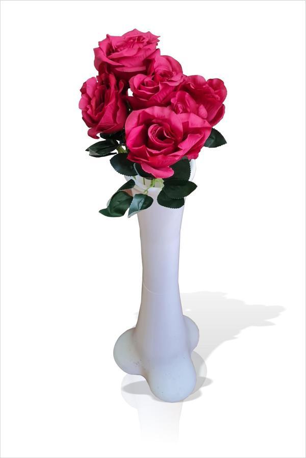 En Uzun Büyük Geniş Kırmızı 5 Gül Beyaz 60cm Kırılmaz İnce Bel Dengeli Devrilmez Kırılmaz Konik Vazo - Image 1