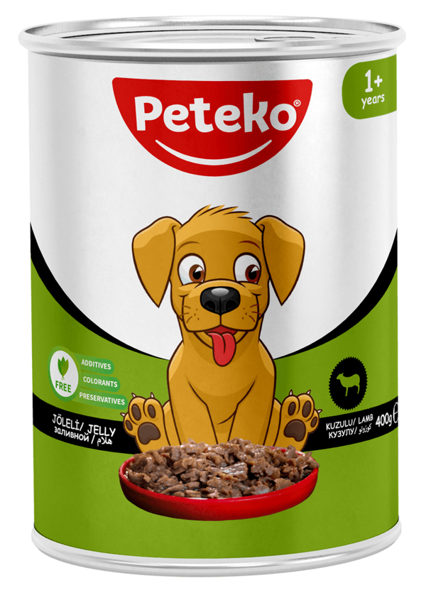 PETEKO 12 ADET JÖLELİ YETİŞKİN KÖPEK YAŞ MAMASI KUZULU 400 GRAM - Image 1