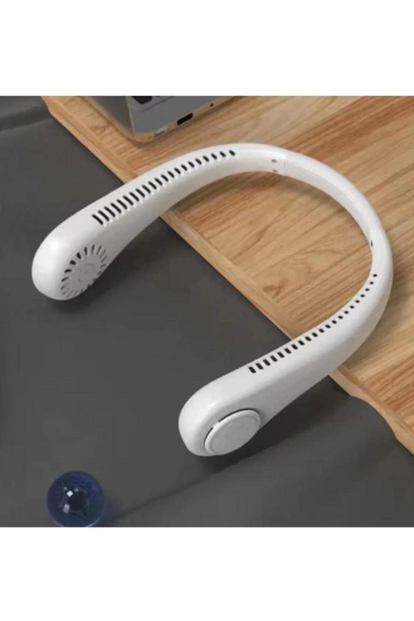 Askılı Boyun Tipi Fan 3 Kademeli Ayar USB Type-C Şarjlı Sessiz & Eller Serbest Soğutma Çift Motorlu  - Image 1