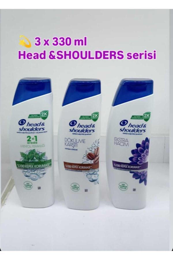 Head And Shoulders Head & Shoulders 330Ml Sampuan 3Lü Mix Paket( Mentol , Extra Hacim ,Kafeın Etkılı ) - Image 1