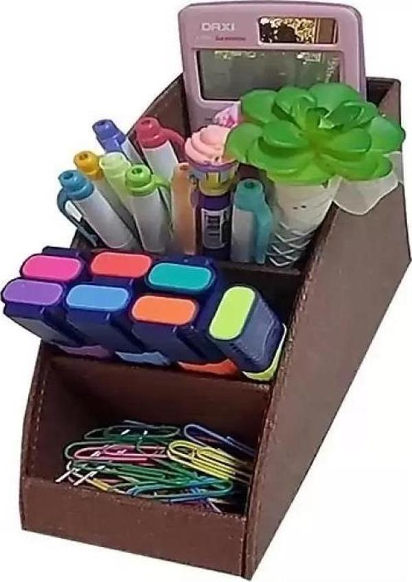 Inn Design Organizer Masa Üstü Kalemlik Beyoğlu Serisi Deri Kahve 11X20X9.5Cm Dd-1216 - Image 1