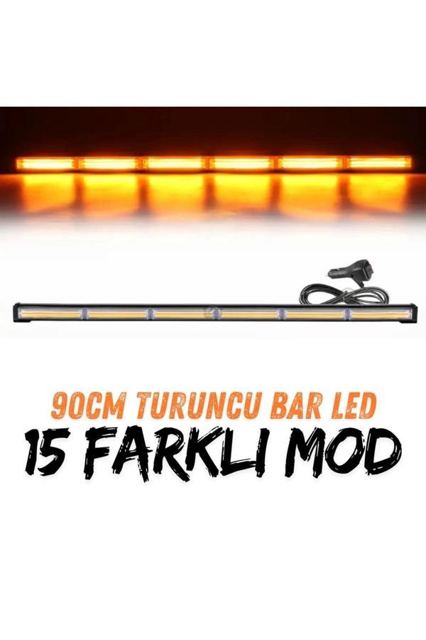 Astraled Turuncu Tepe Çakar Bar Led 90Cm 12-24V Off Road Çekici Traktör İkaz Lambası Çakar 17 Modlu - Image 1