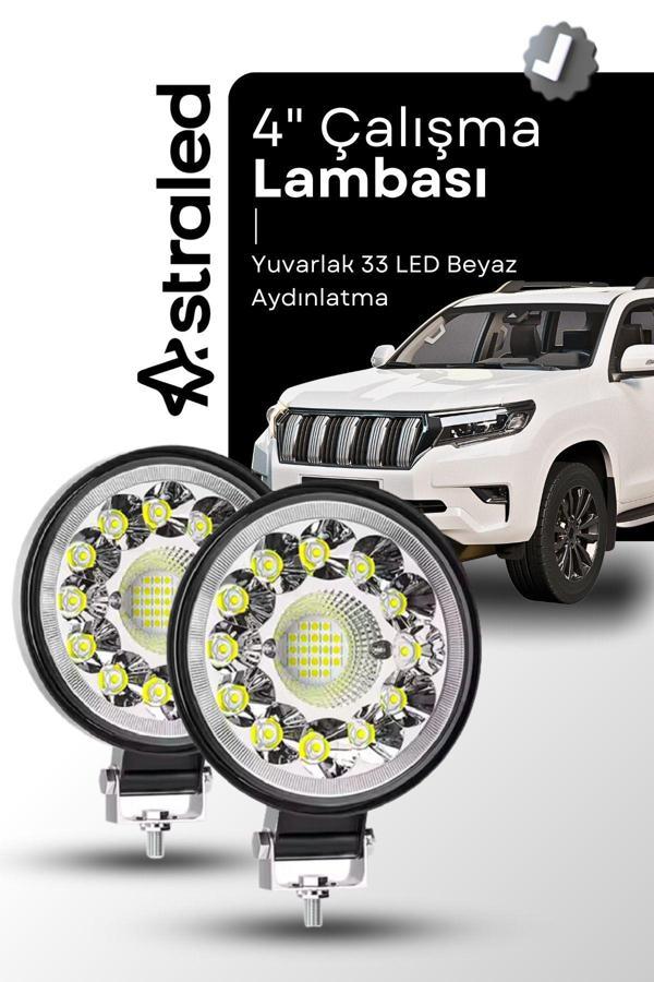 Astraled 2 Adet 33Led 12-24 Volt Yuvarlak Spot Far Oto Çalışma Lambası Atv Kamyon Tır Traktör Offroad - Image 1