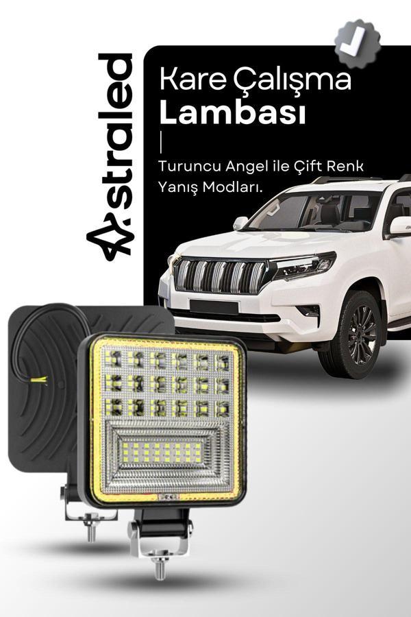 Astraled 126W 12-24 Volt Kare Sis Farı Drl Sarı Oto Çalışma Lambası Atv Kamyon Tır Traktör Offroad - Image 1