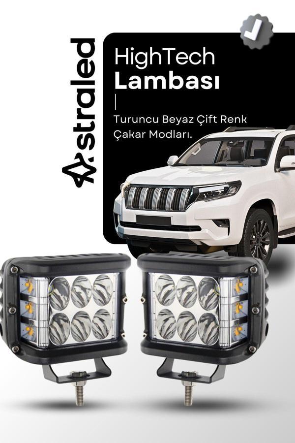 Astraled Hightech 2 Adet 12 Led Turuncu Beyaz 45W 10Cm Kare Led Lamba Atv Offroad Motosiklet Sis Farı - Image 1