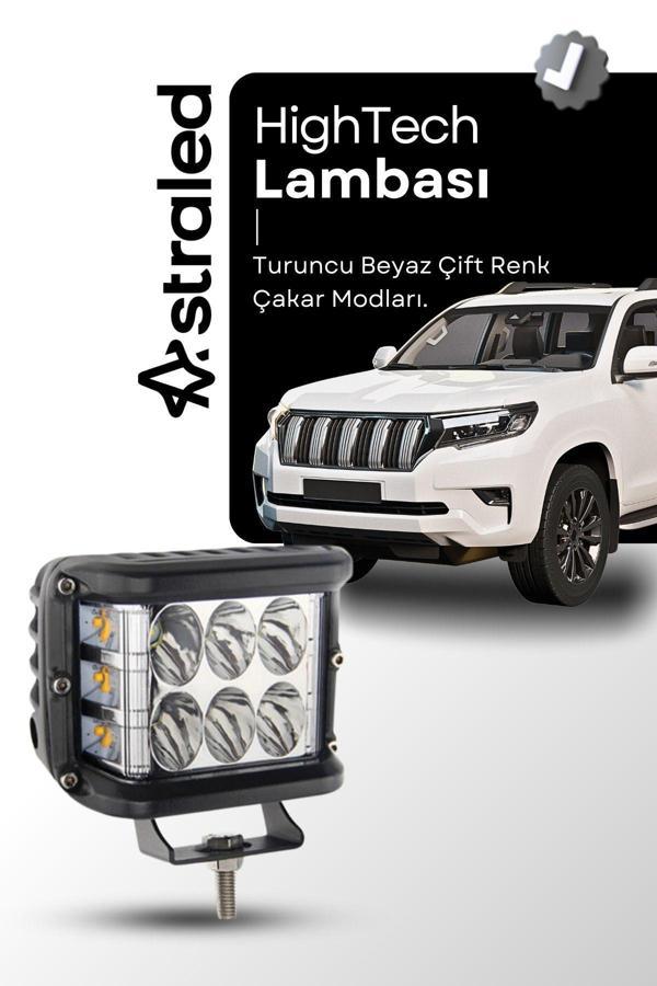 Astraled Hightech 12 Led Turuncu Beyaz 45W 10Cm Kare Sis Farı Led Lamba Atv Offroad Motosiklet Sis Farı - Image 1