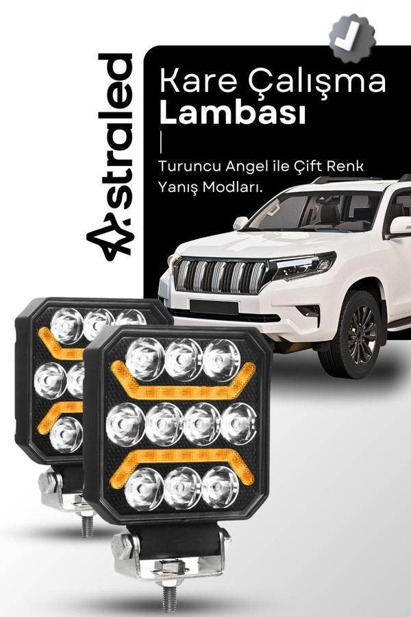 Astraled Oto Çalışma Lambası 4 İnç 12-24V Drl Sarı 2 Mod Flash Traktör Tır Kamyon Tekne Projektör Sis Farı - Image 1