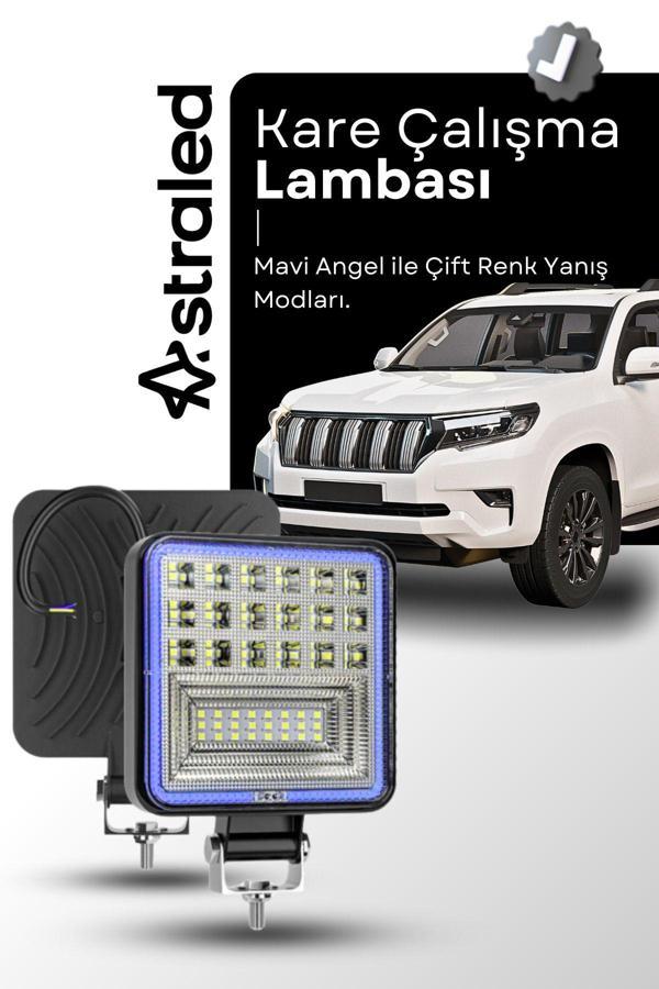 Astraled Off Road 12-24 Volt Kare Sis Farı Drl Mavi 4 İnç 126 W Oto Çalışma Lambası - Image 1