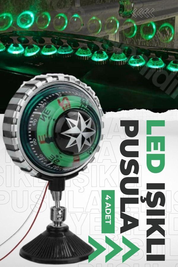 Astraled 4 Adet Araba Içi Torpido Üstü Vantuzlu Elektrikli Yeşil Işıklı Pusula Göstergesi - Image 1