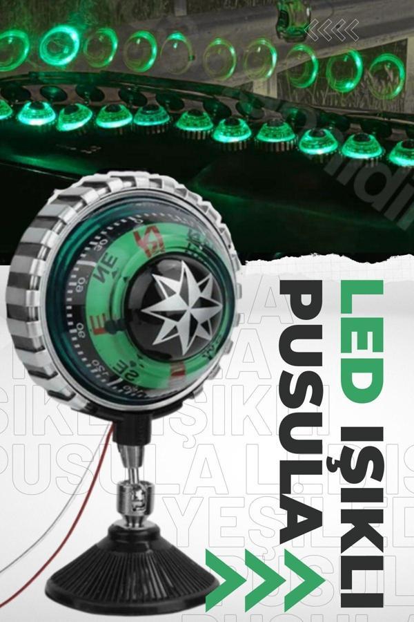 Astraled Araba Içi Torpido Üstü Vantuzlu Elektrikli Yeşil Işıklı Pusula Göstergesi - Image 1