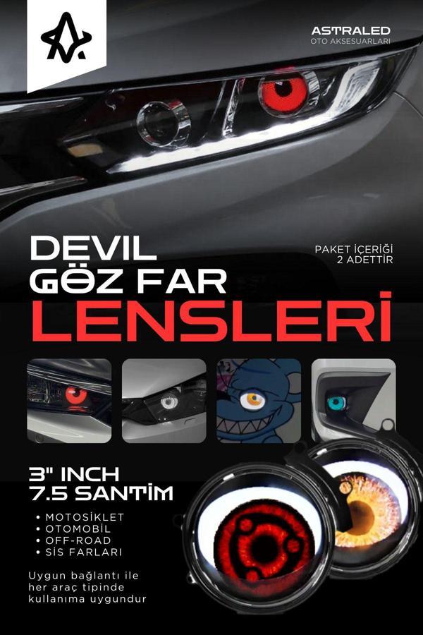 Astraled Otomobil Motosiklet Far Lensi Animasyonlu Göz Hareketli Wifi 3 Inch Ambiyans Aydınlatma 2 Adet - Image 1