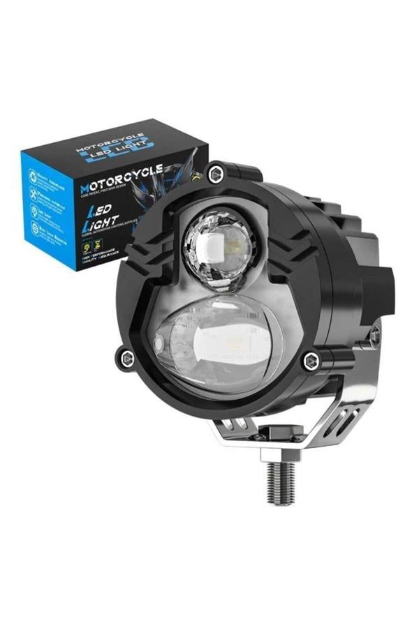 Astraled Motosiklet Led Sis Farı Metal Kasa Yüksek Güçlü Delici Spot Beyaz Sarı Çift Renk 1 Adet - Image 1