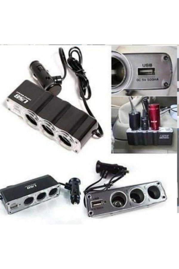 Astraled 10 Adet 3 Port 1 Usb Oto Araç Çakmaklık Çoğaltıcı Soket Çoklayıcı 12V - Image 1