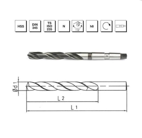 Makina Takım HSS 345 RN DIN Mors Konik Saplı Matkap Ucu 24.5mm - MTE B00004002450 - Image 1