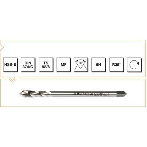 Makina Takım HSS-E DIN 374/C Metrik İnce Vidalı Helis Kanallı Makina Kılavuzu M8X1 - MTE B00105790490 - Image 1