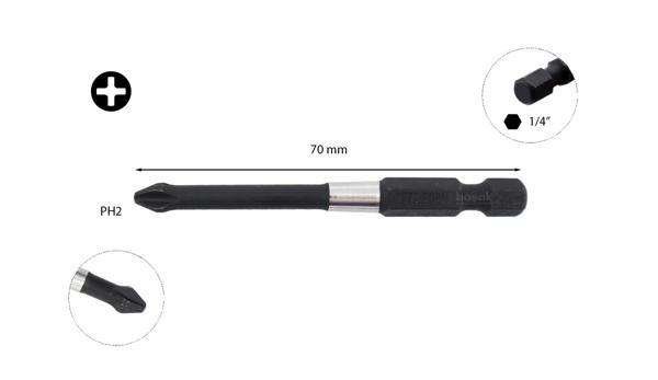 Ceta 1/4" Yıldız Bits Uç (Darbeli Kullanım) - PH2x70 mm - CB/702TM - Image 1