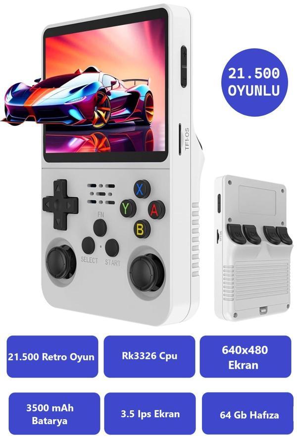 R36S İps Ekran/21.500 Oyun/3.500mAh/64Gb Hafıza/3.5 inç Ekran/Retro Atari Gampad Oyun Konsolu        - Image 1