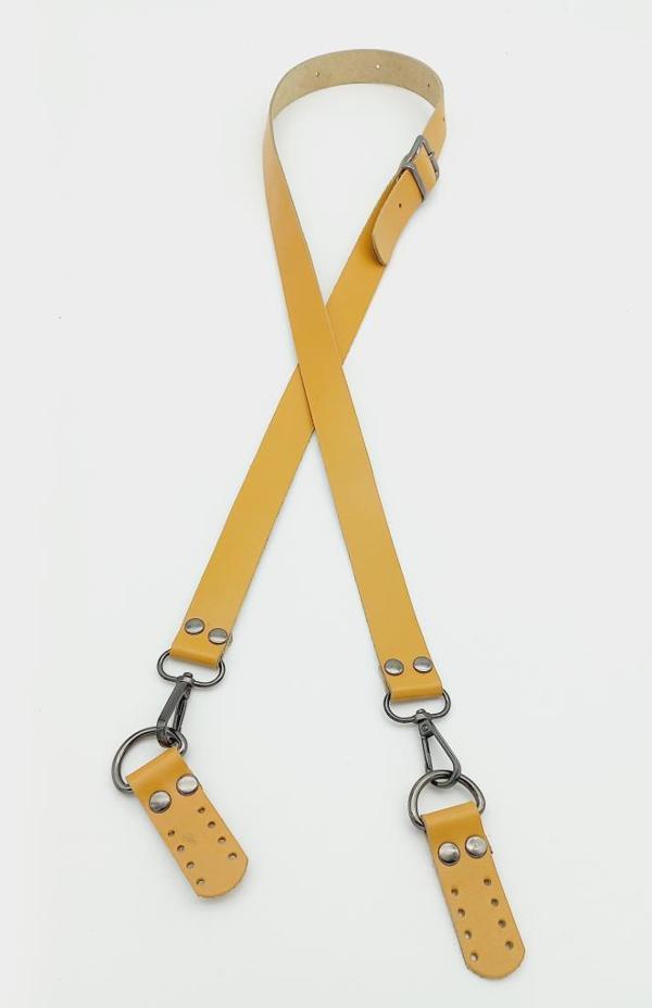 Angel Çanta Aksesuar Gerçek Deri Ayarlı Uzun Sap 2.3X130 Hardal Füme Metalli - Image 1