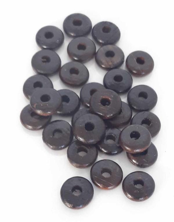 Angel Çanta Aksesuar 15 Mm 10 Adet Koyu Renk Ahşap Yassı Boncuk - Image 1