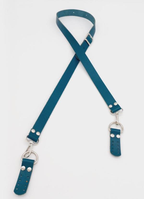 Angel Çanta Aksesuar Gerçek Deri Ayarlı Uzun Sap 2.3X130 Turkuaz Gümüş Metalli - Image 1