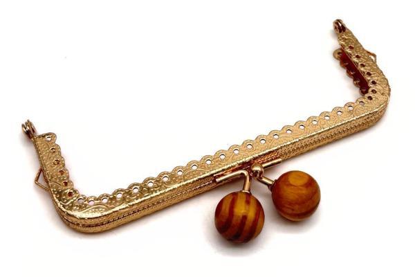 Angel Çanta Aksesuar 12.5 Cm Light Gold Renk Ahşap Toplu Cüzdan Klipsi, Cüzdan Bursu - Image 1